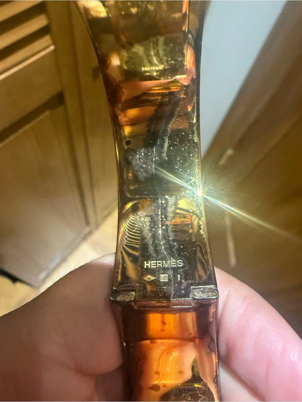 Hermes Yellow Enamel H Cuff Bracelet